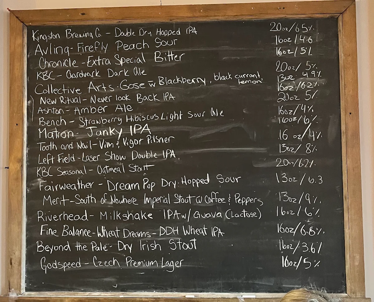 Menu, The Kingston Brewing Company