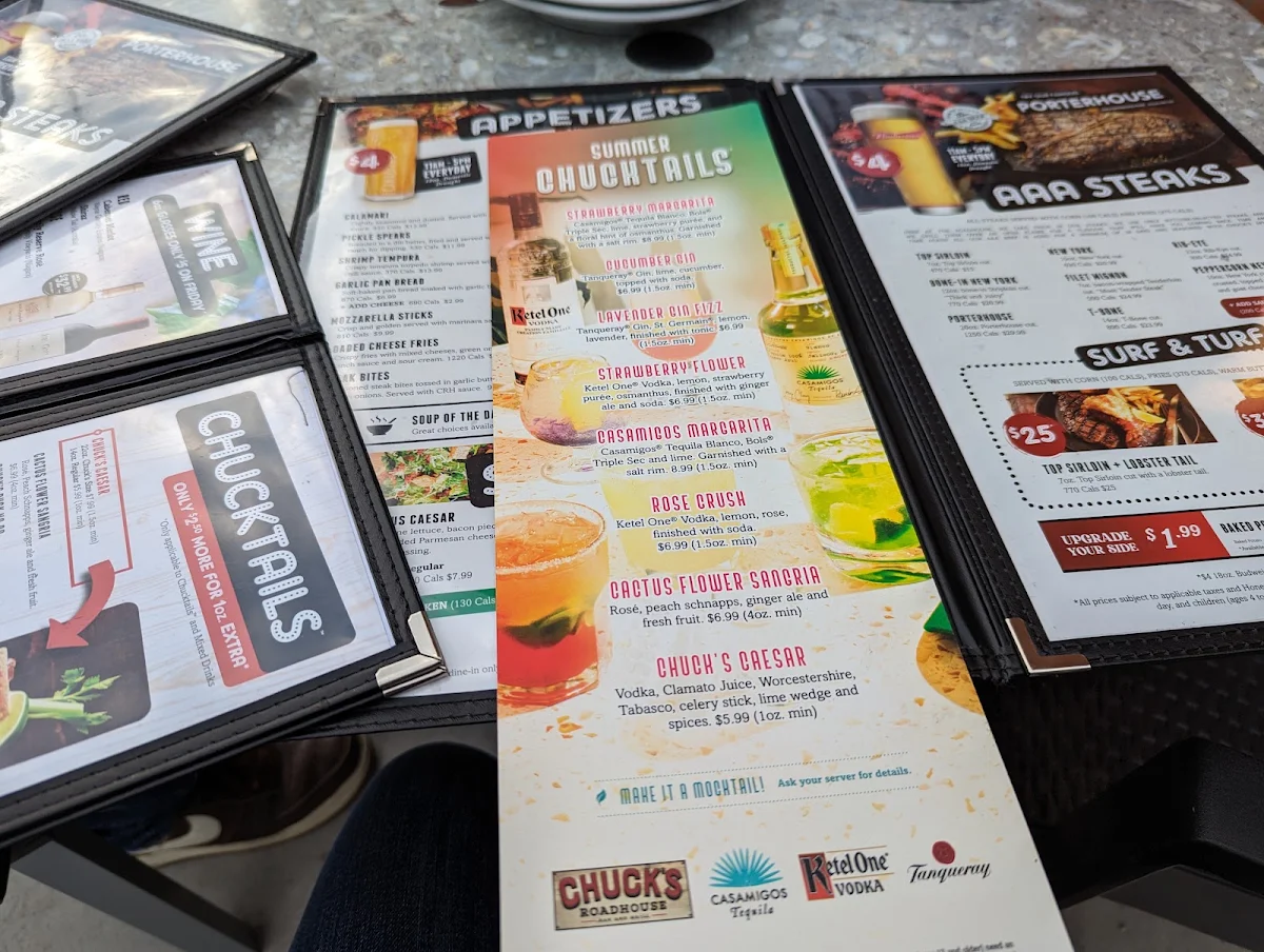 Menu, Chuck's Roadhouse Bar and Grill