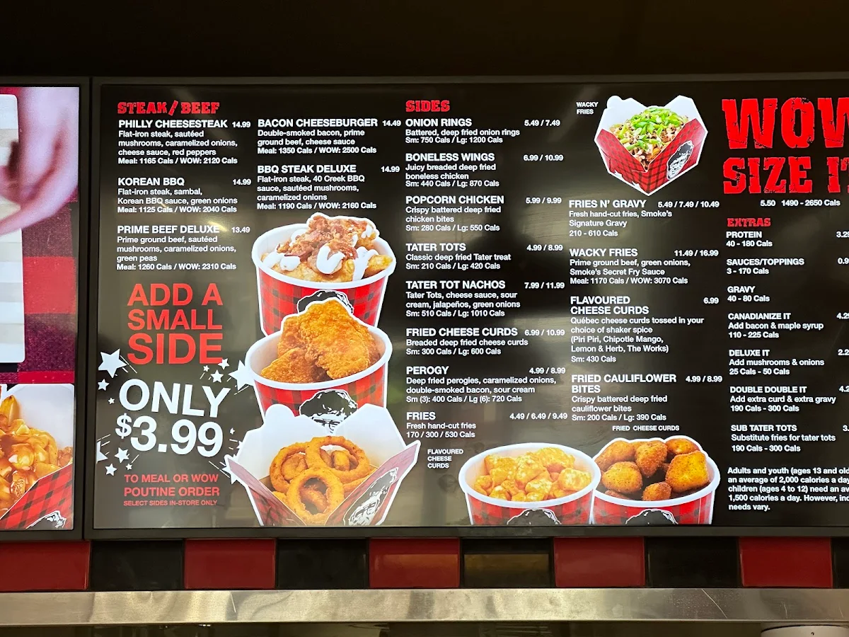 Menu, Smoke's Poutinerie Waterloo