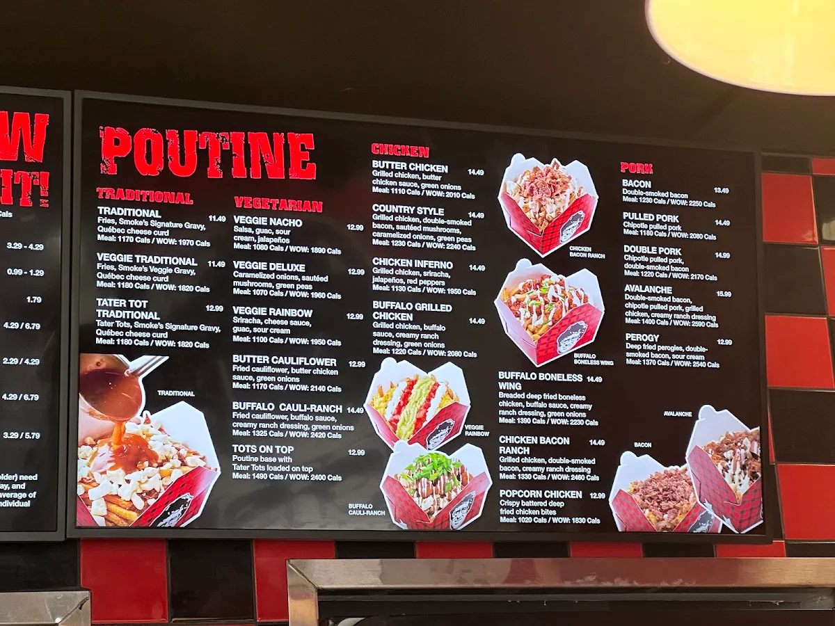 Menu, Smoke's Poutinerie Waterloo