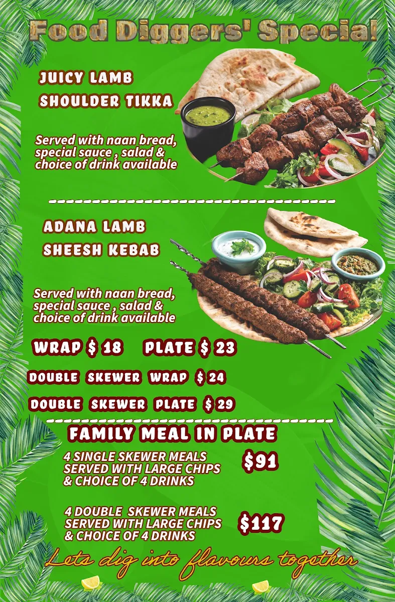 Menu, Food Diggers