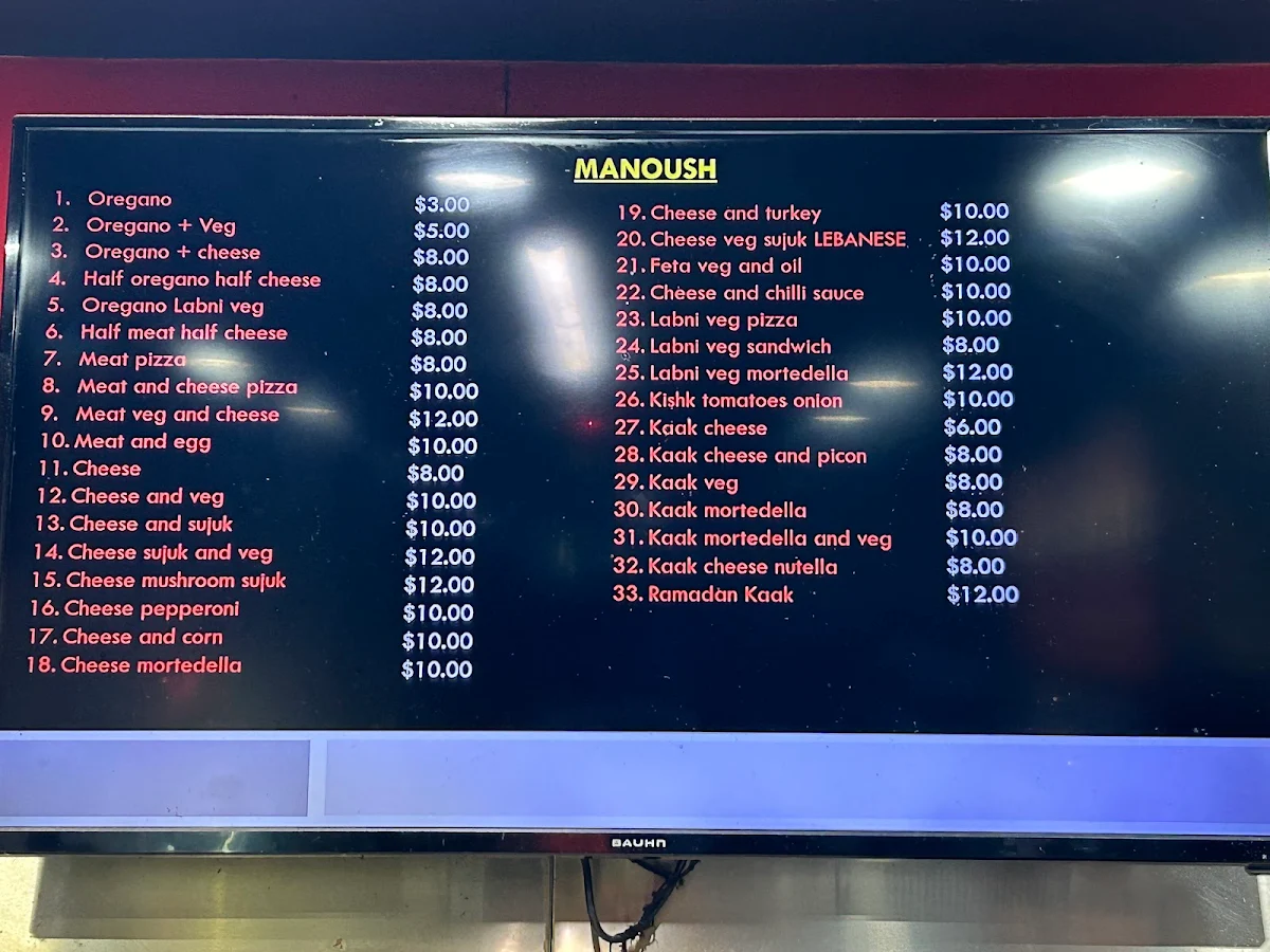 Menu, Mina Bakery & Sons