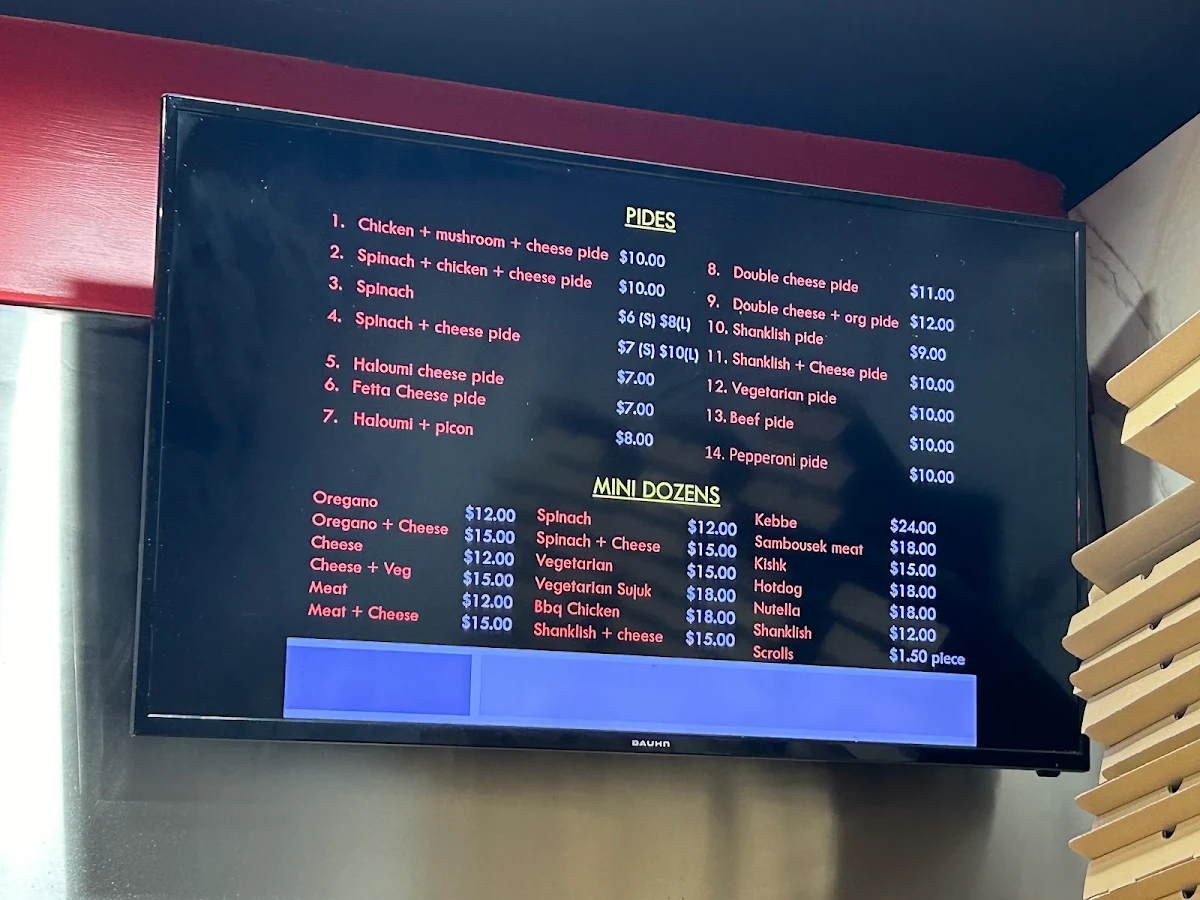 Menu, Mina Bakery & Sons