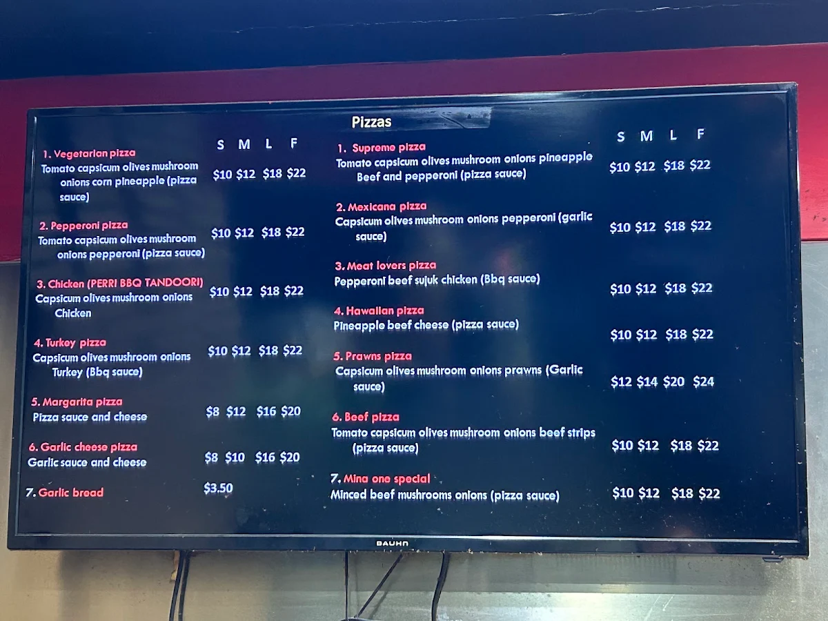 Menu, Mina Bakery & Sons