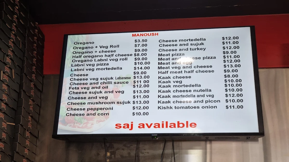Menu, Mina Bakery & Sons