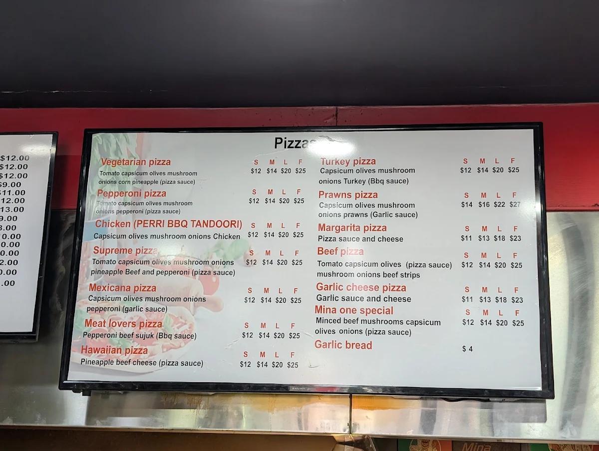 Menu, Mina Bakery & Sons
