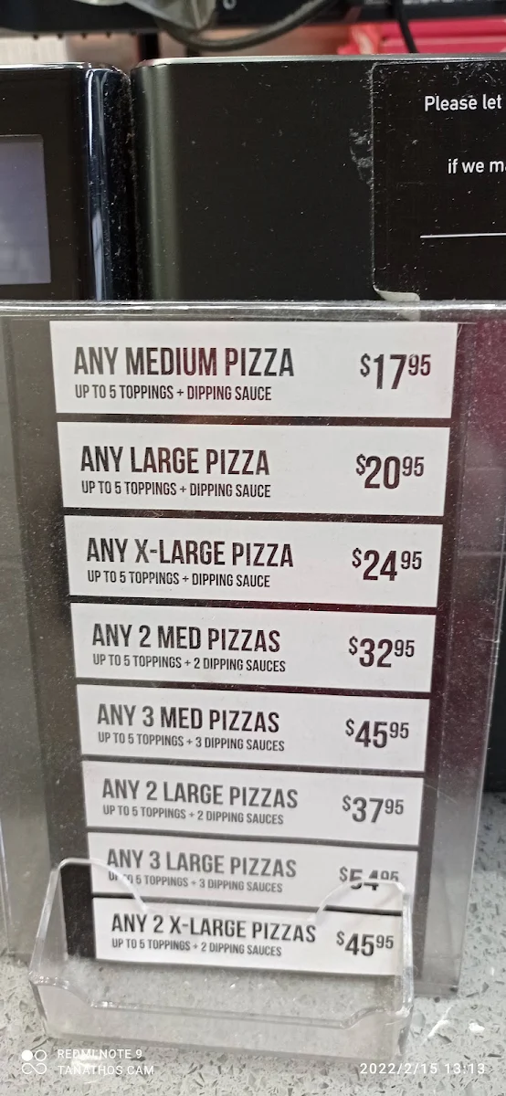 Menu, Megabite Pizza Commercial Drive