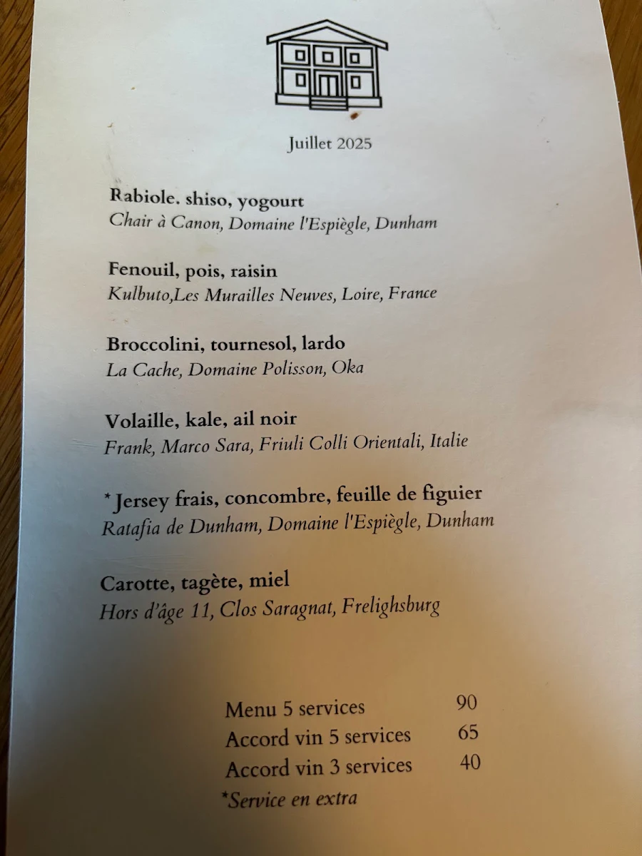 Menu, Espace Old Mill