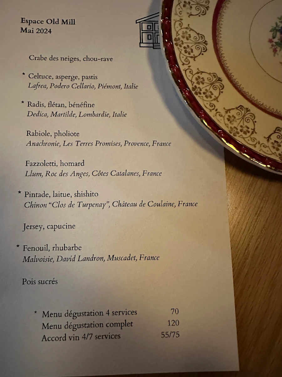 Menu, Espace Old Mill