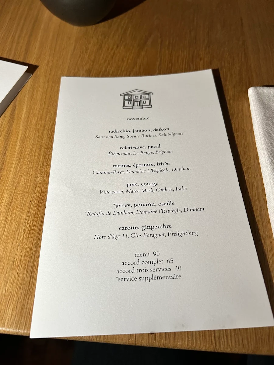Menu, Espace Old Mill