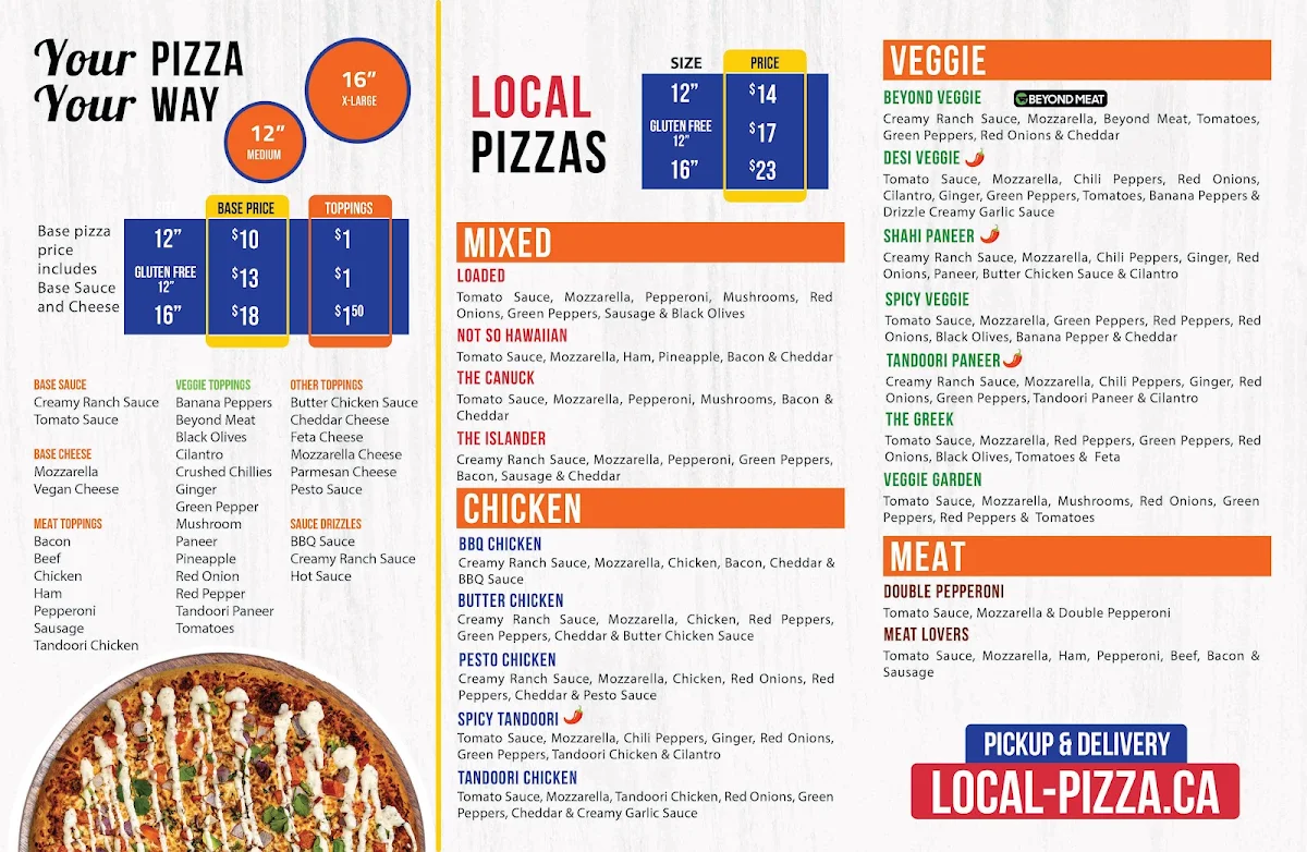 Menu, LOCAL Pizza