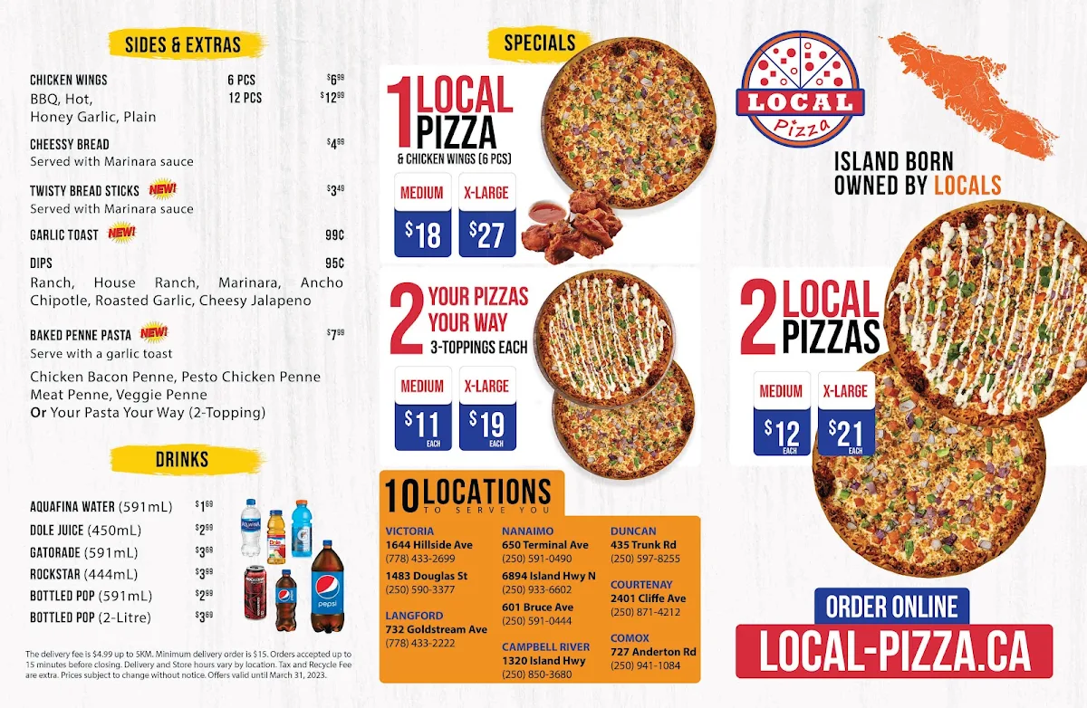 Menu, LOCAL Pizza