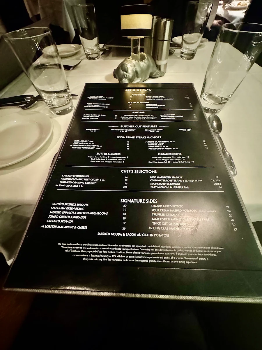 Menu, Morton's The Steakhouse