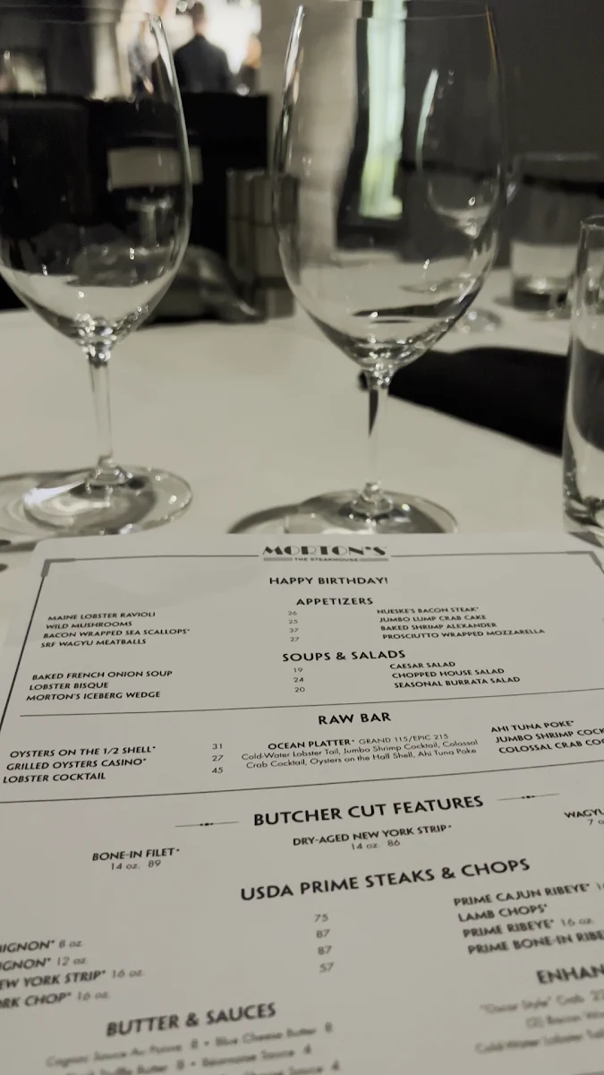 Menu, Morton's The Steakhouse