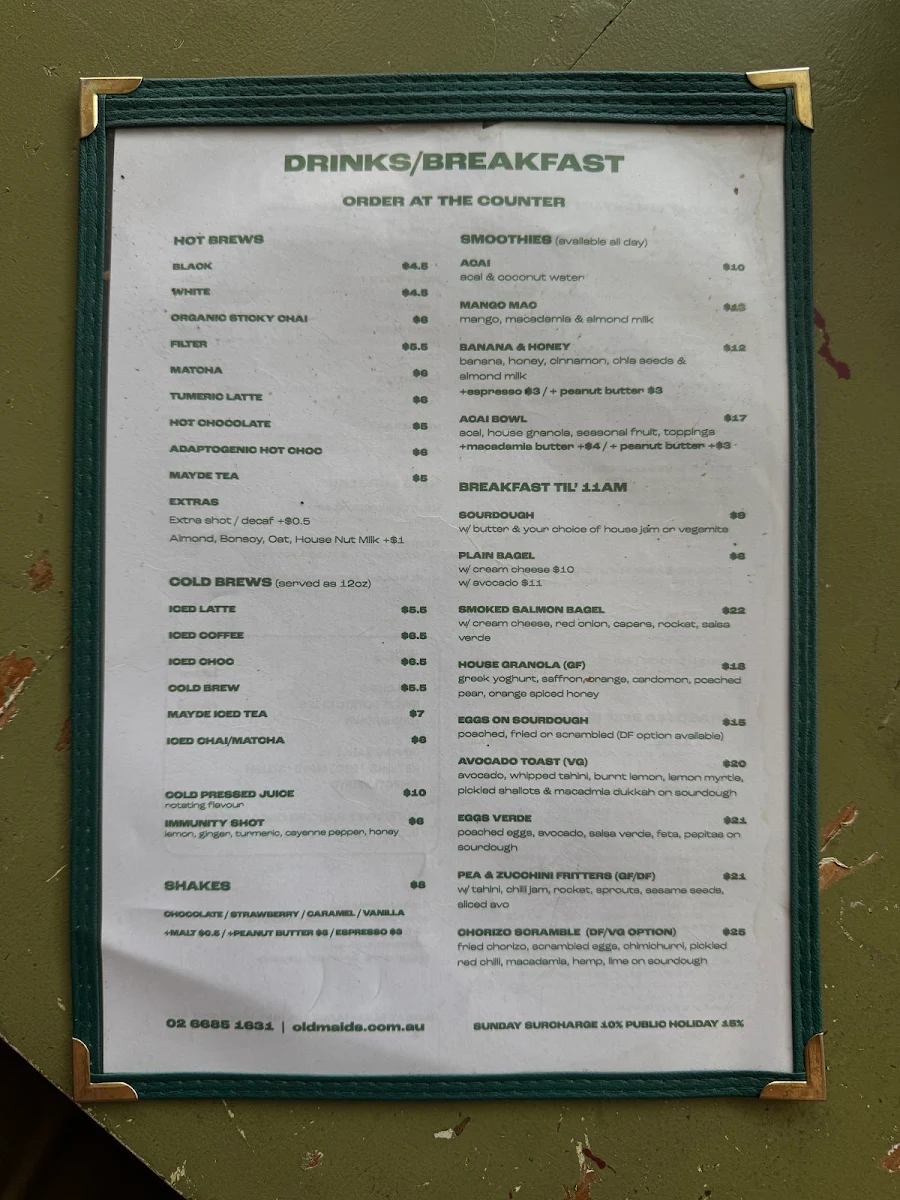 Menu, Old Maids