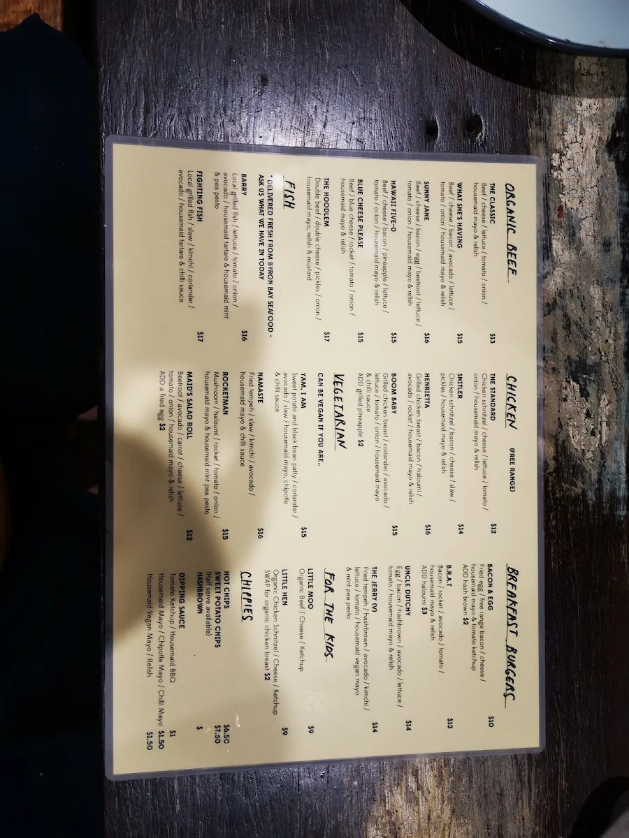 Menu, Old Maids