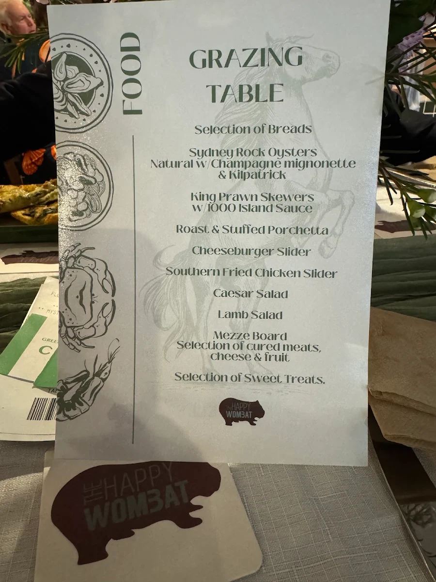 Menu, The Happy Wombat