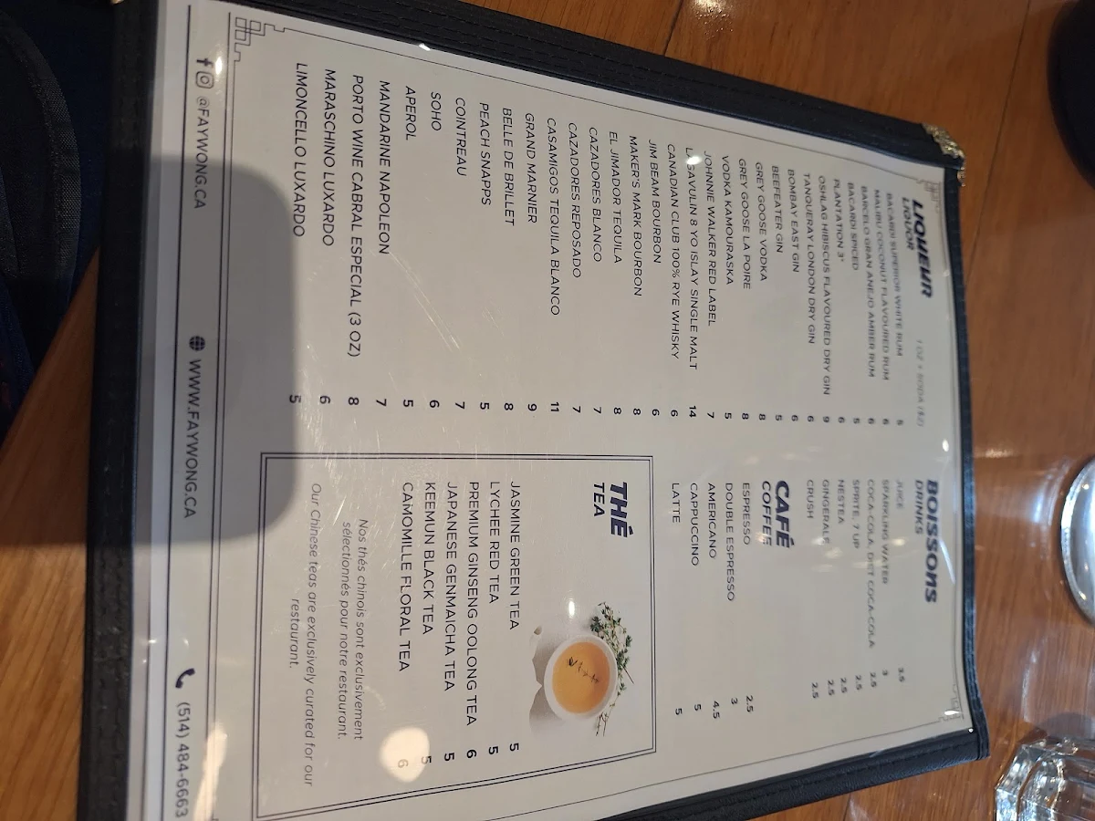 Menu, Fay Wong