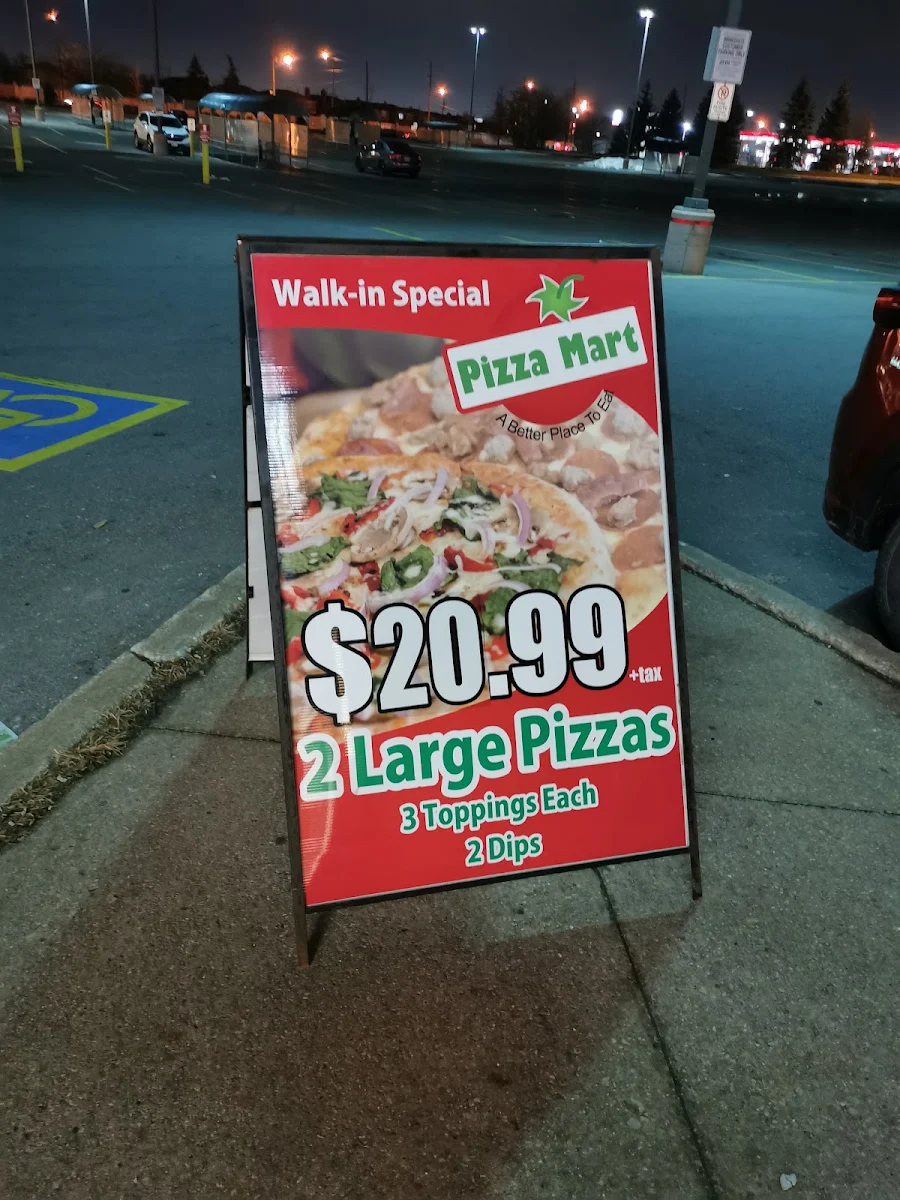 Menu, Pizza Mart