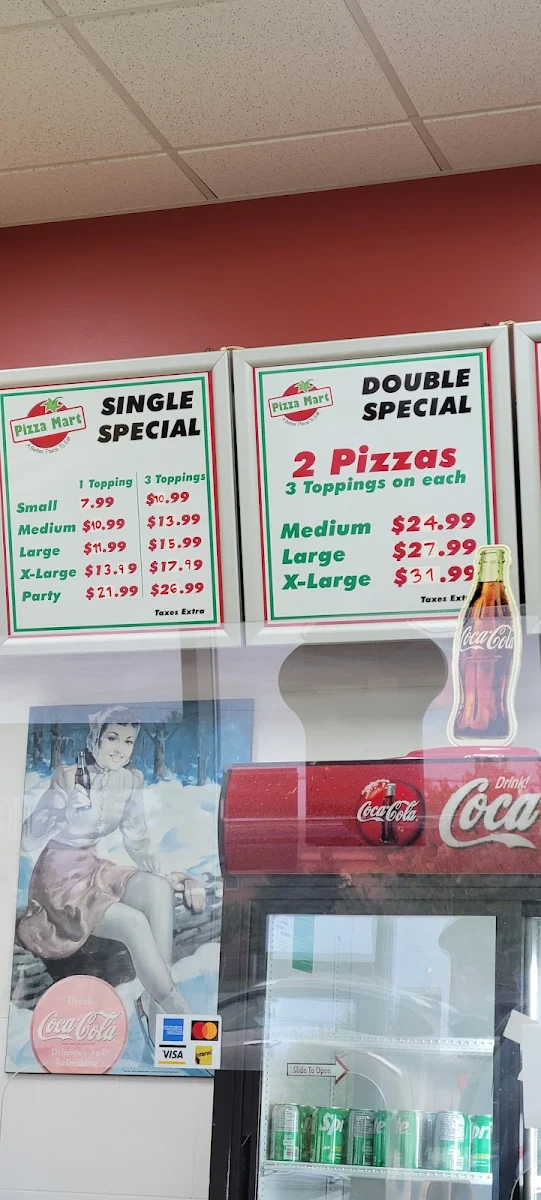 Menu, Pizza Mart