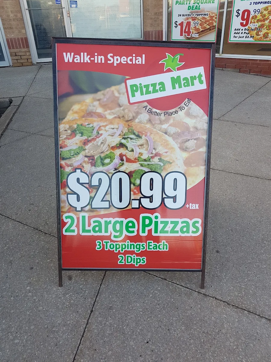 Menu, Pizza Mart