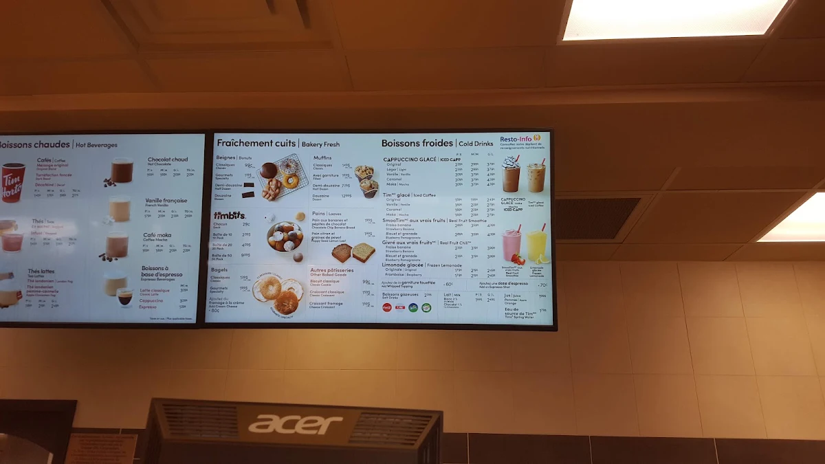 Menu, Tim Hortons