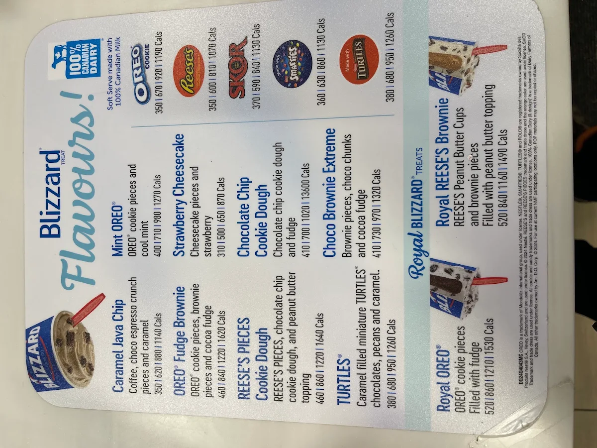 Menu, Dairy Queen Grill & Chill