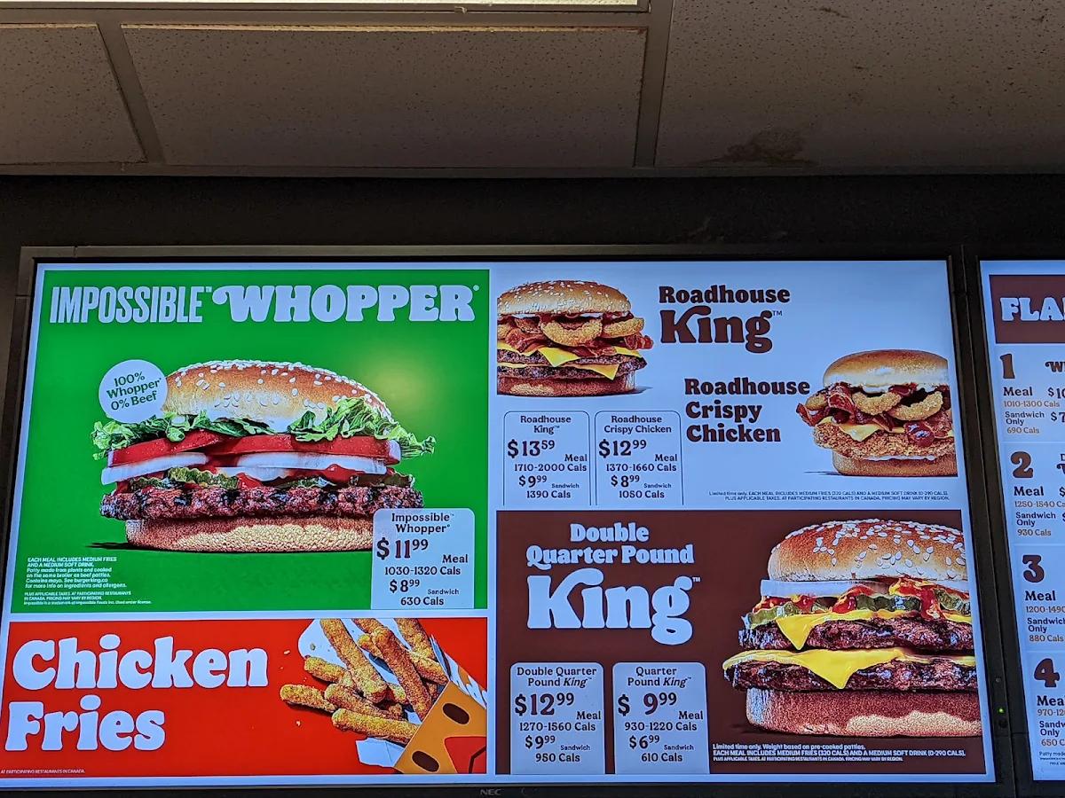 Menu, Burger King