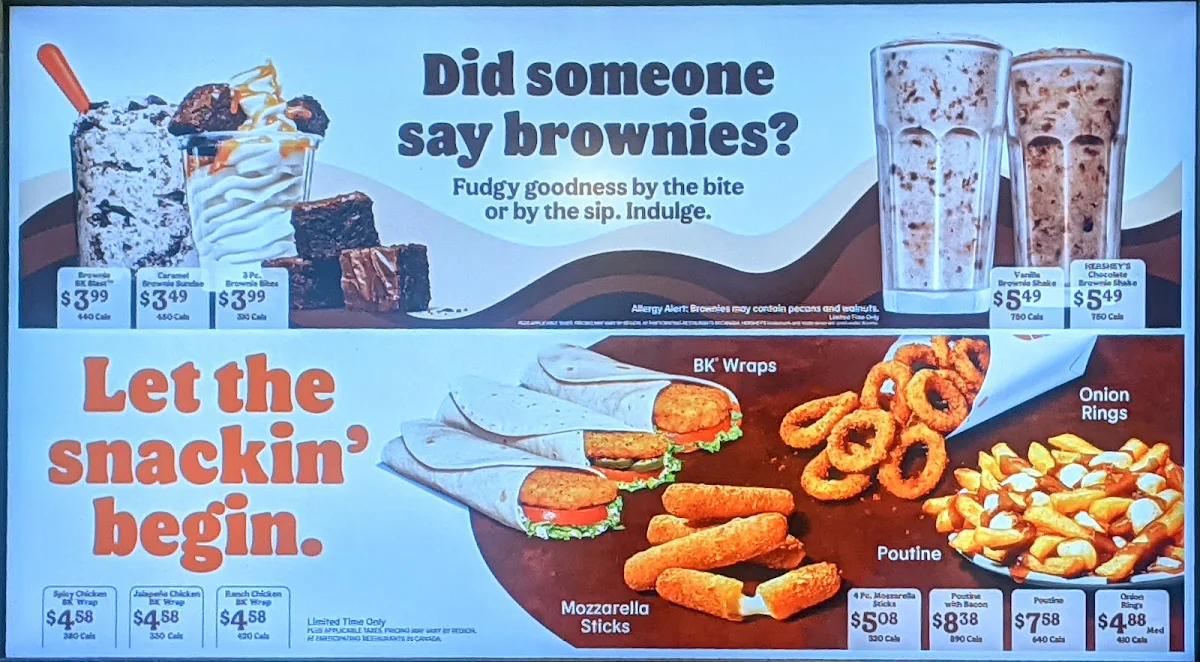 Menu, Burger King
