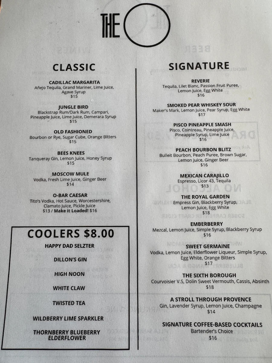 Menu, The Missing O