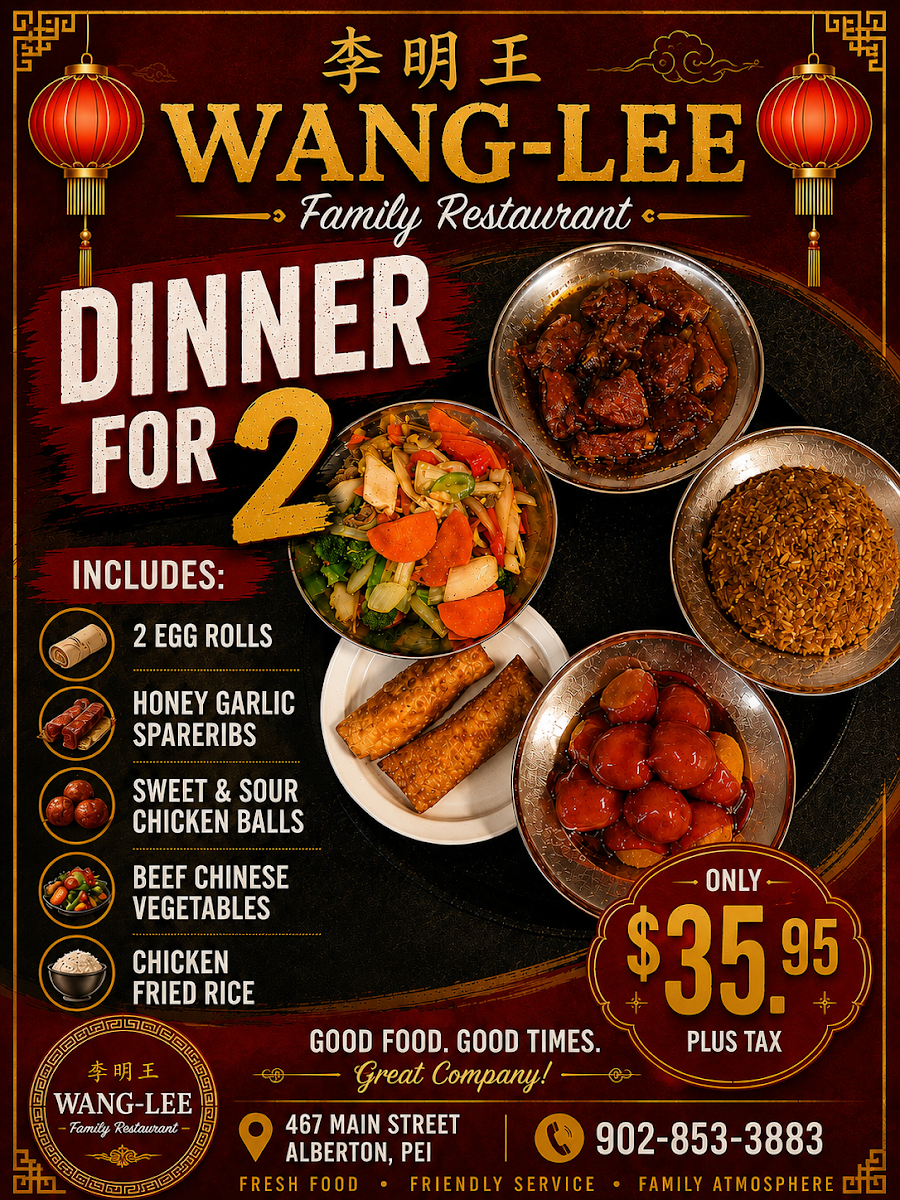 Menu, Wang-Lee Family Restaurant