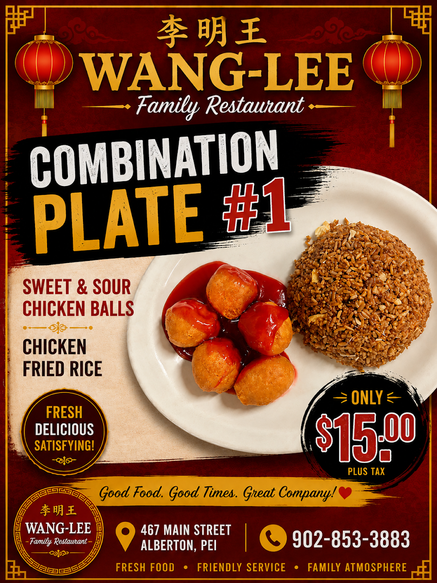 Menu, Wang-Lee Family Restaurant