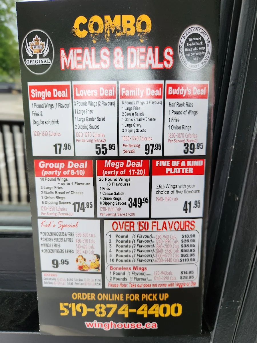 Menu, Winghouse Port Burwell