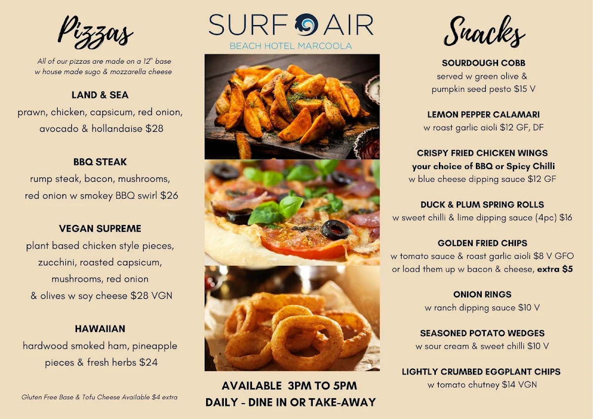 Menu, Surfair Beach Hotel