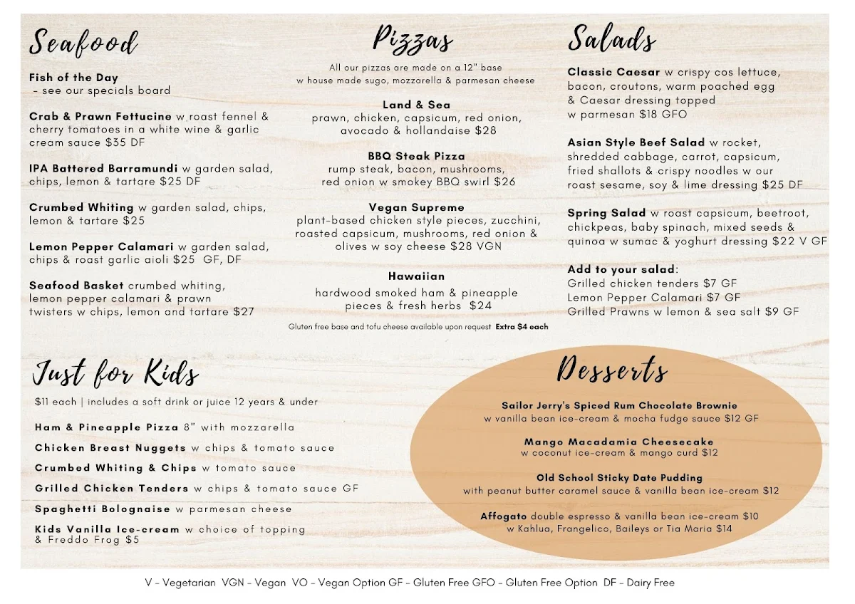 Menu, Surfair Beach Hotel