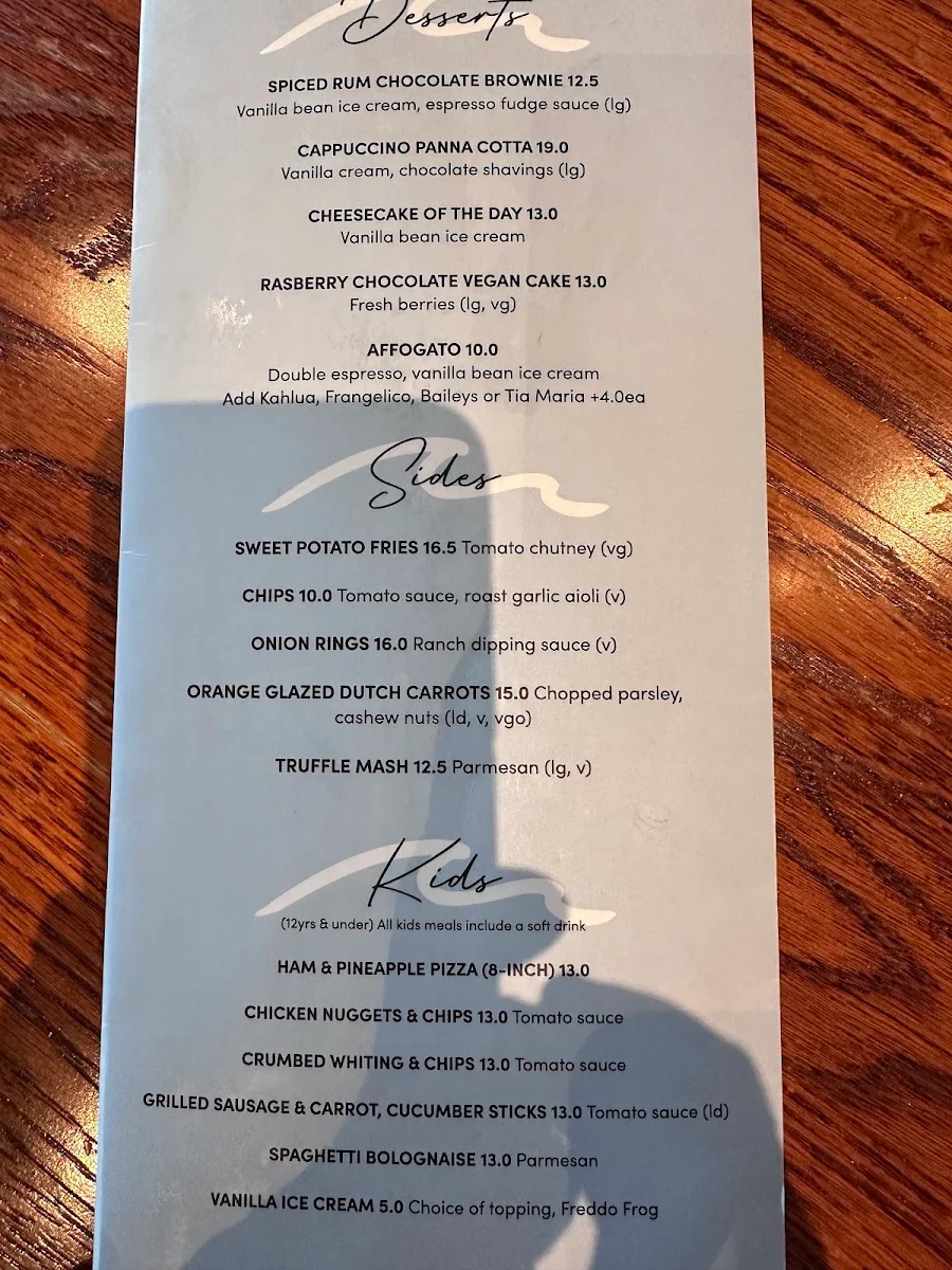 Menu, Surfair Beach Hotel