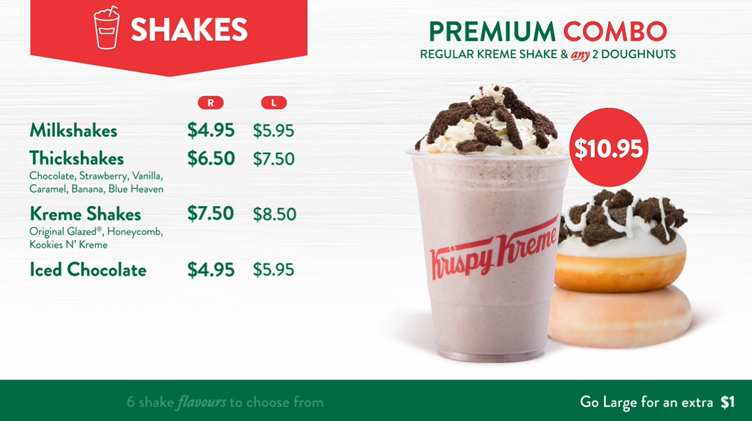 Menu, Krispy Kreme Redbank Plains