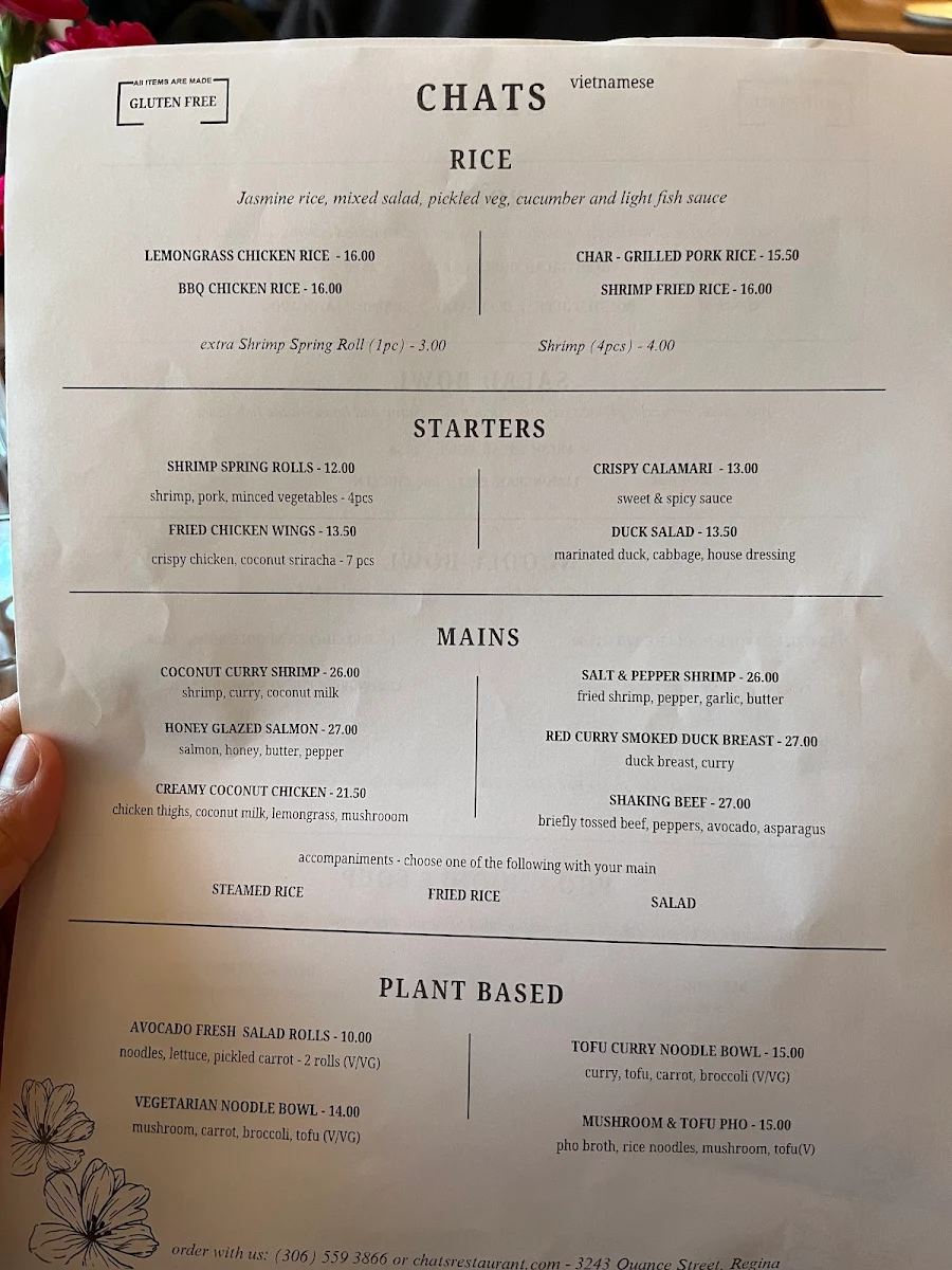 Menu, Chats Vietnamese