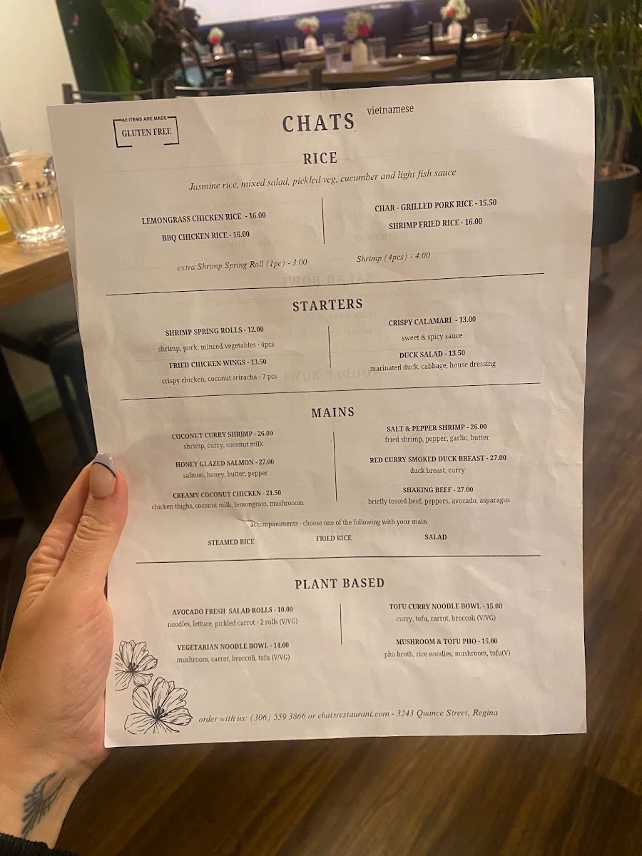 Menu, Chats Vietnamese