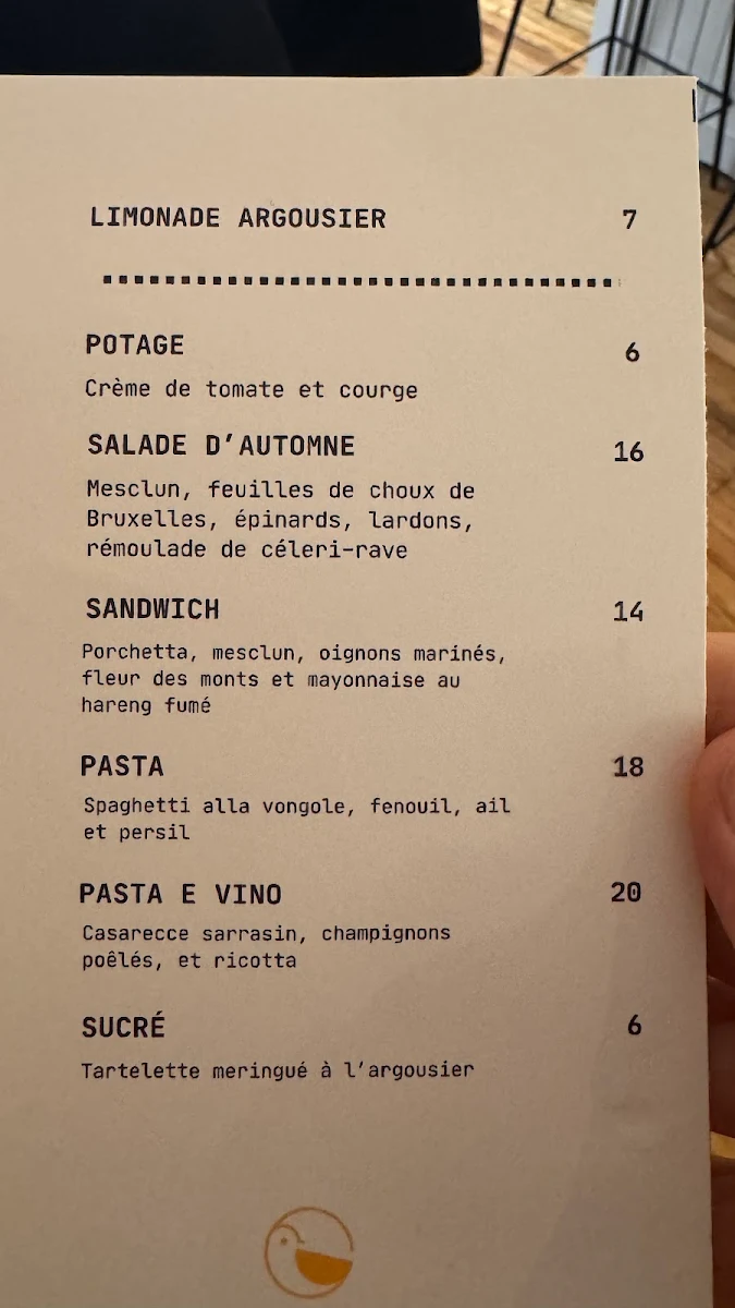 Menu, Comptoir Moutarde