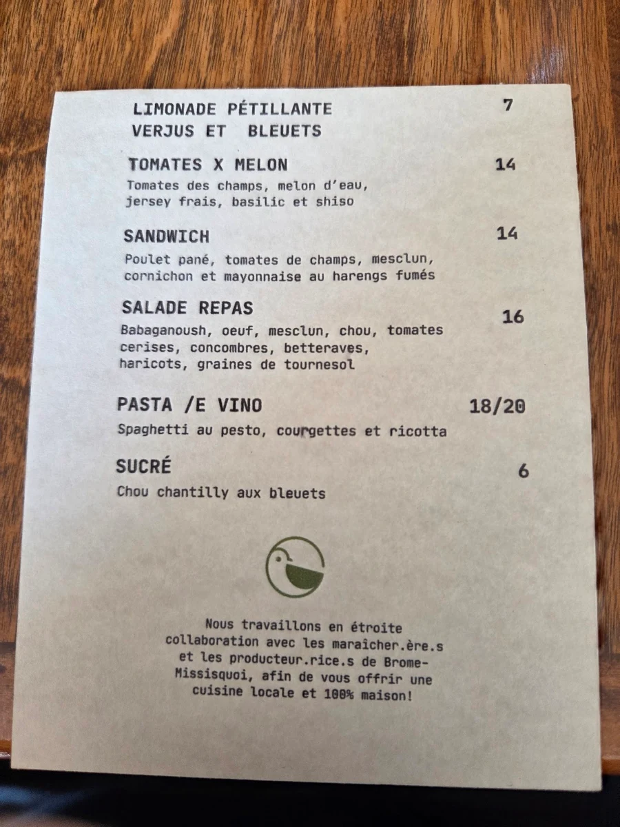 Menu, Comptoir Moutarde