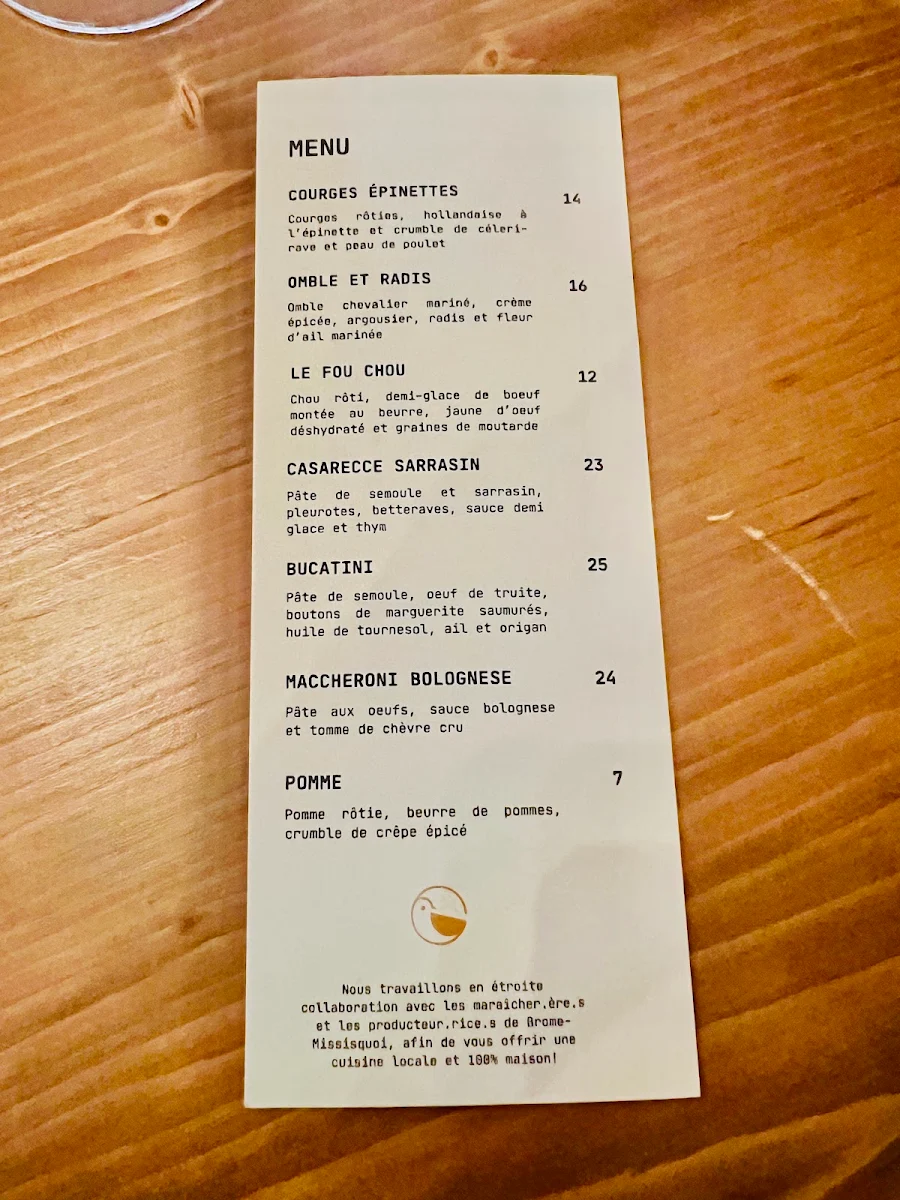 Menu, Comptoir Moutarde