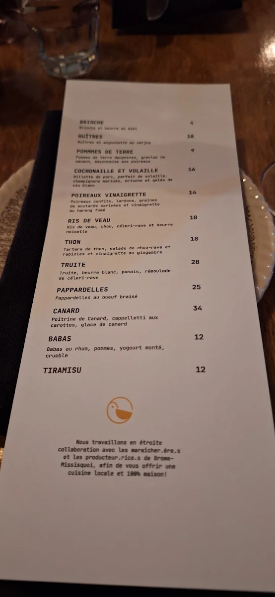 Menu, Comptoir Moutarde