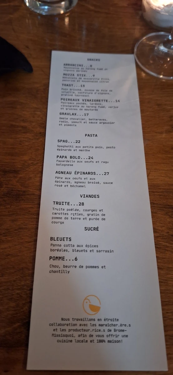 Menu, Comptoir Moutarde