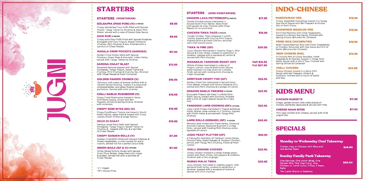 Menu, Jugni Restaurant & Bar
