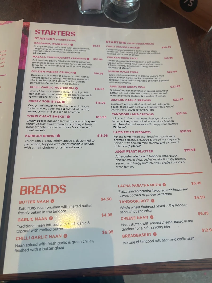 Menu, Jugni Restaurant & Bar