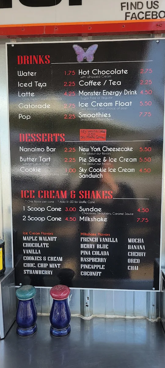 Menu, Sky High Diner