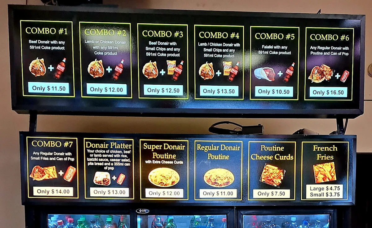 Menu, Donair Top