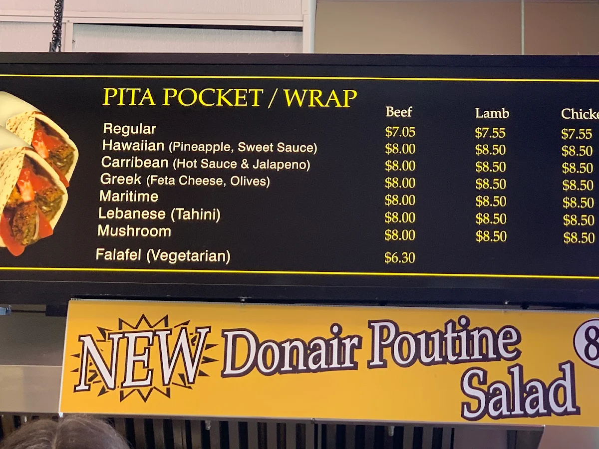 Menu, Donair Top