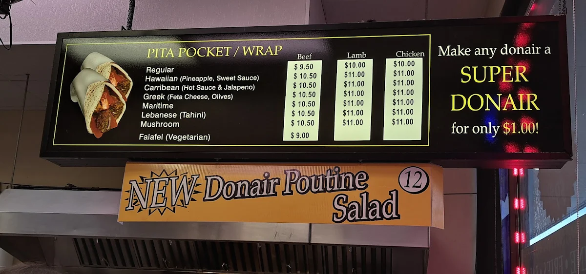 Menu, Donair Top